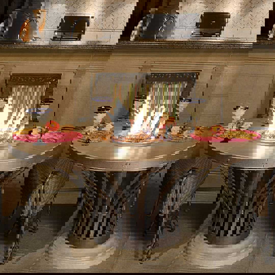 American Fyre Designs Fiesta Outdoor Firetable - Cafe Blanco Finish