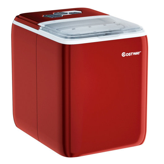 44 lbs Portable Countertop Ice Maker Machine with Scoop - Red