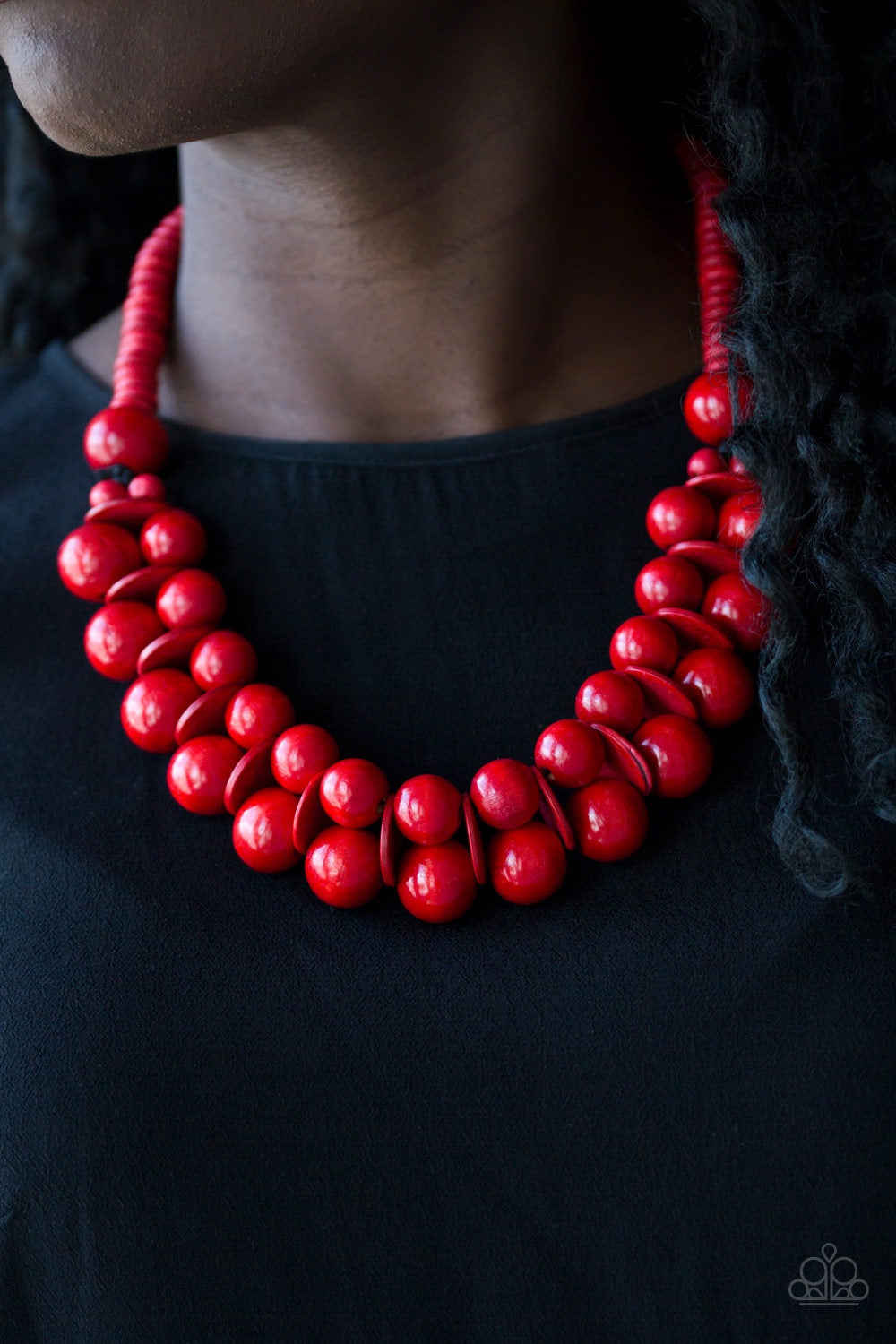 Paparazzi Jewelry Wooden Caribbean Cover Girl Necklace - Red with Matching Earrings