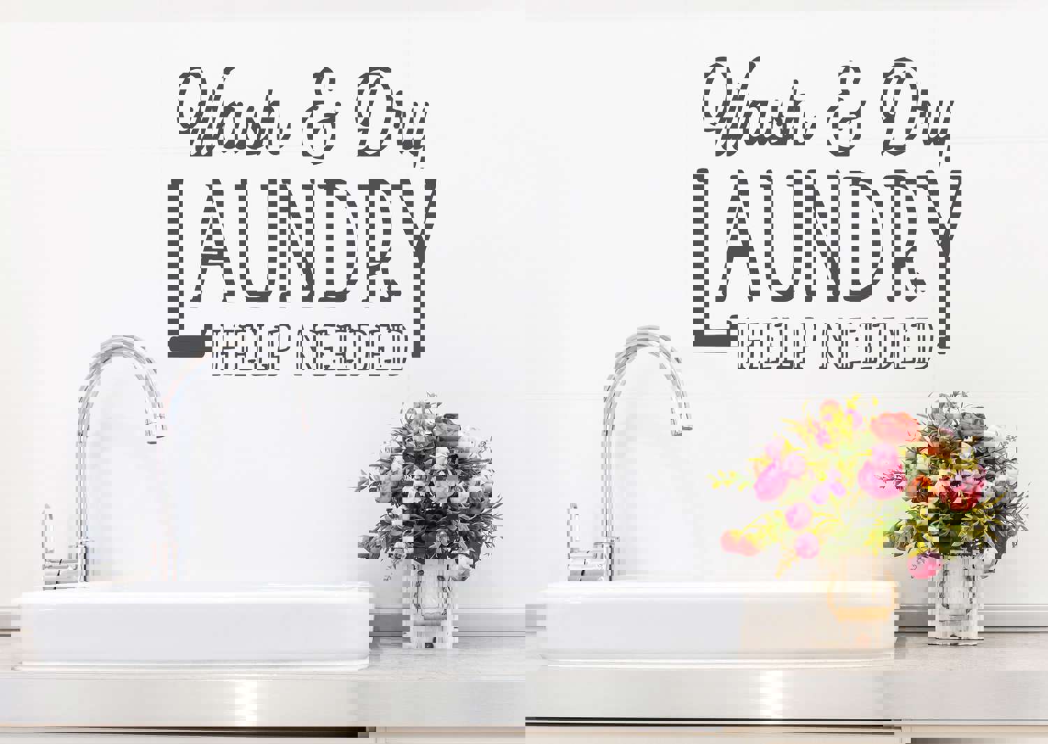 Wash And Dry Laundry Wall Decal | Easy-to-Apply Vinyl Sticker