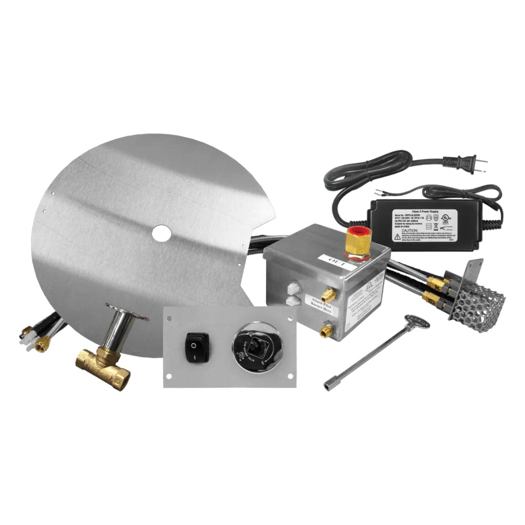 Firegear 39-inch Round Flat Pan Gas Fire Pit Burner Kit with AWS Electronic Ignition System