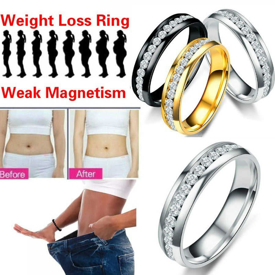 2020 Fashion Slimming Magnetic Therapy Crystal Stainless Steel Rings for Women