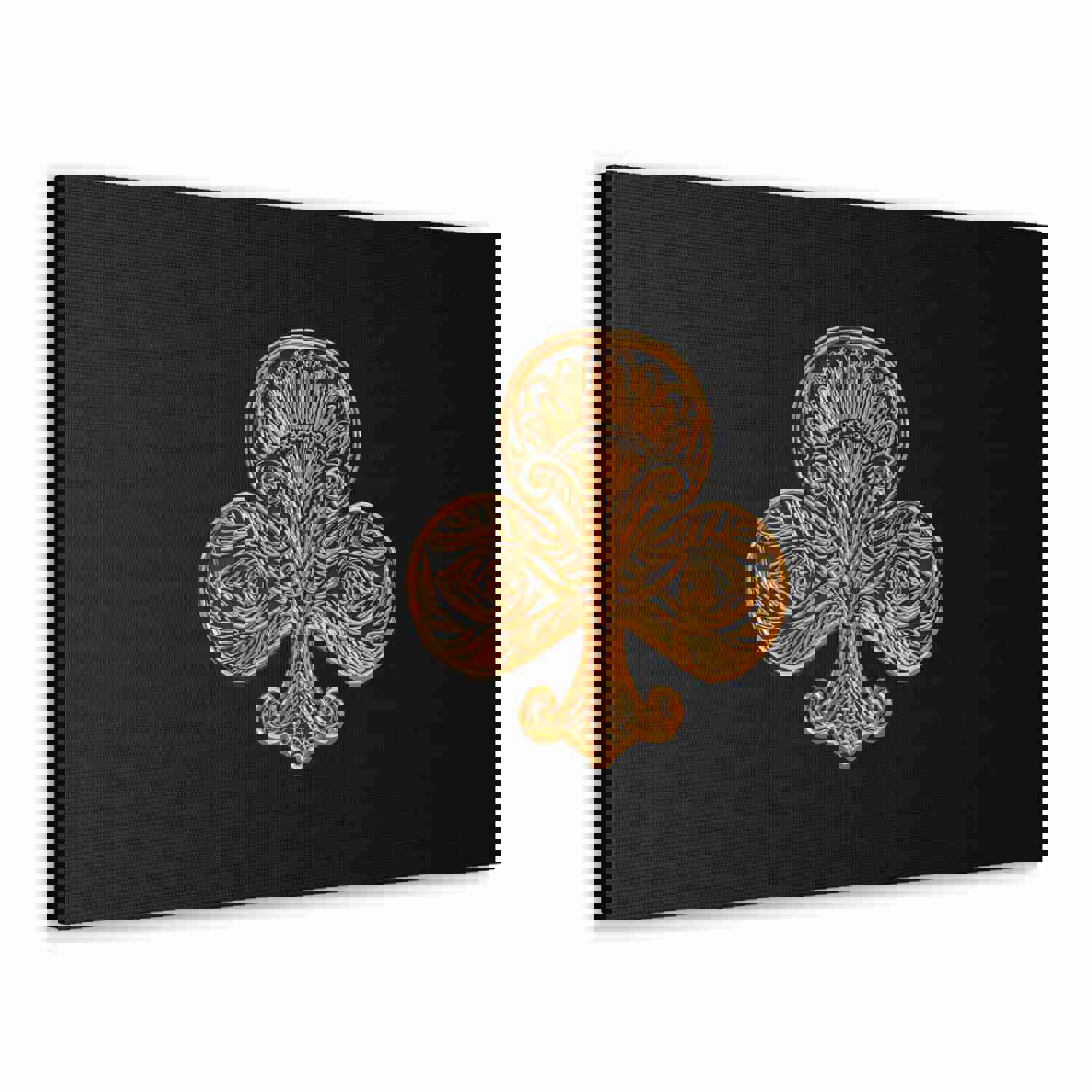 3D Gold Clubs Playing Card Canvas Wall Art for Home Decor