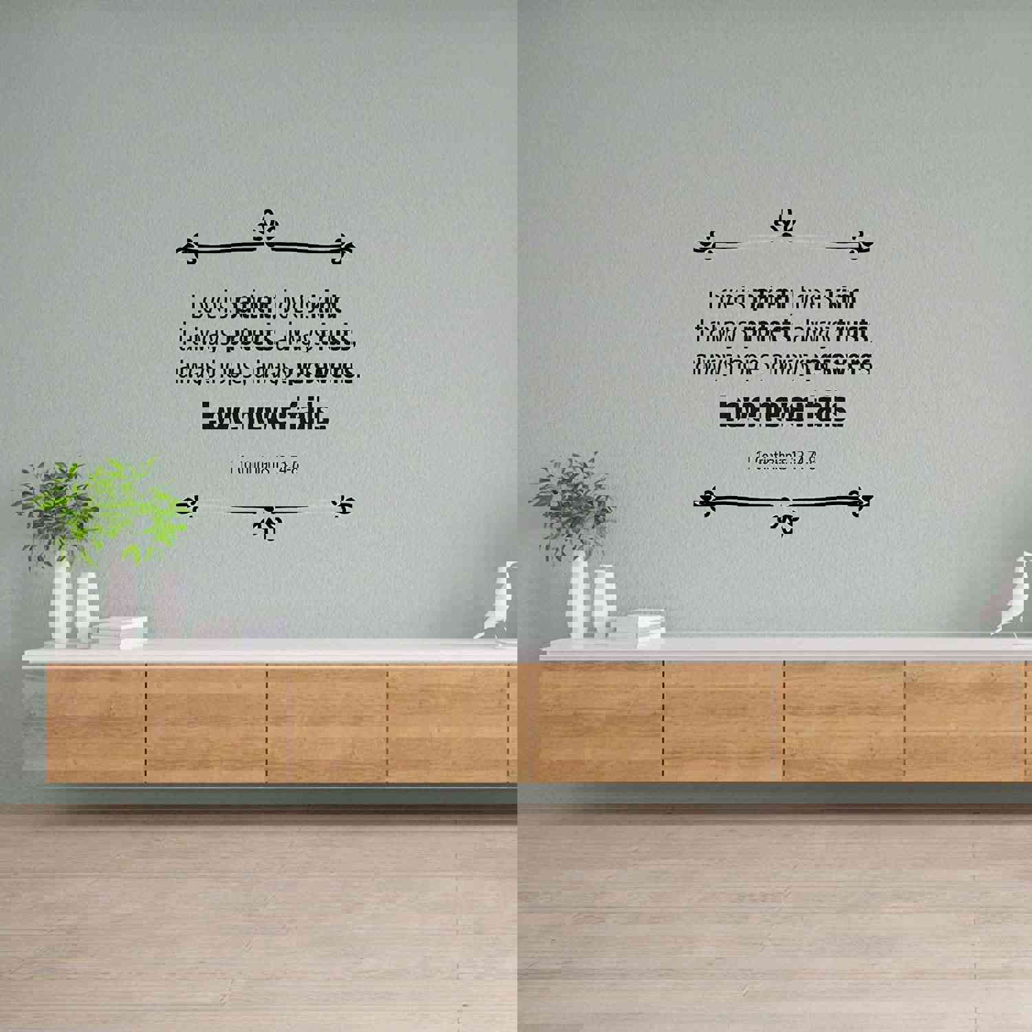 Religious Quotes Vinyl Wall Sticker - Love Never Fails Bible Verse Decal