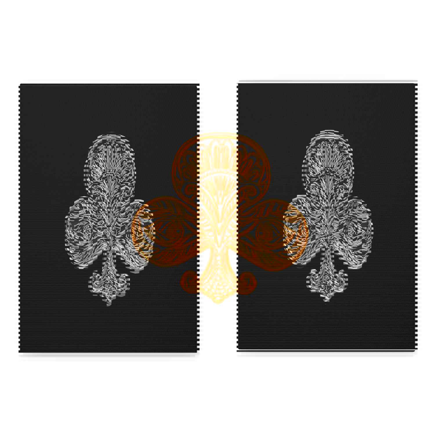 3D Gold Clubs Playing Card Canvas Wall Art for Home Decor