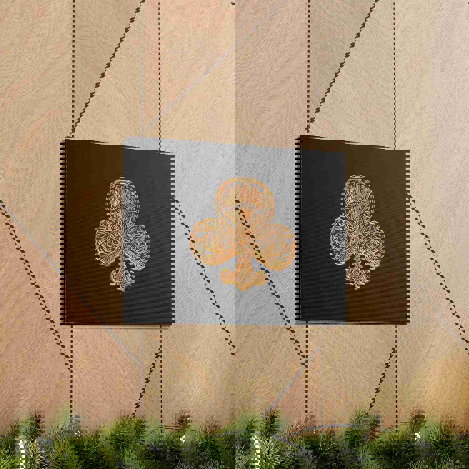 3D Gold Clubs Playing Card Canvas Wall Art for Home Decor