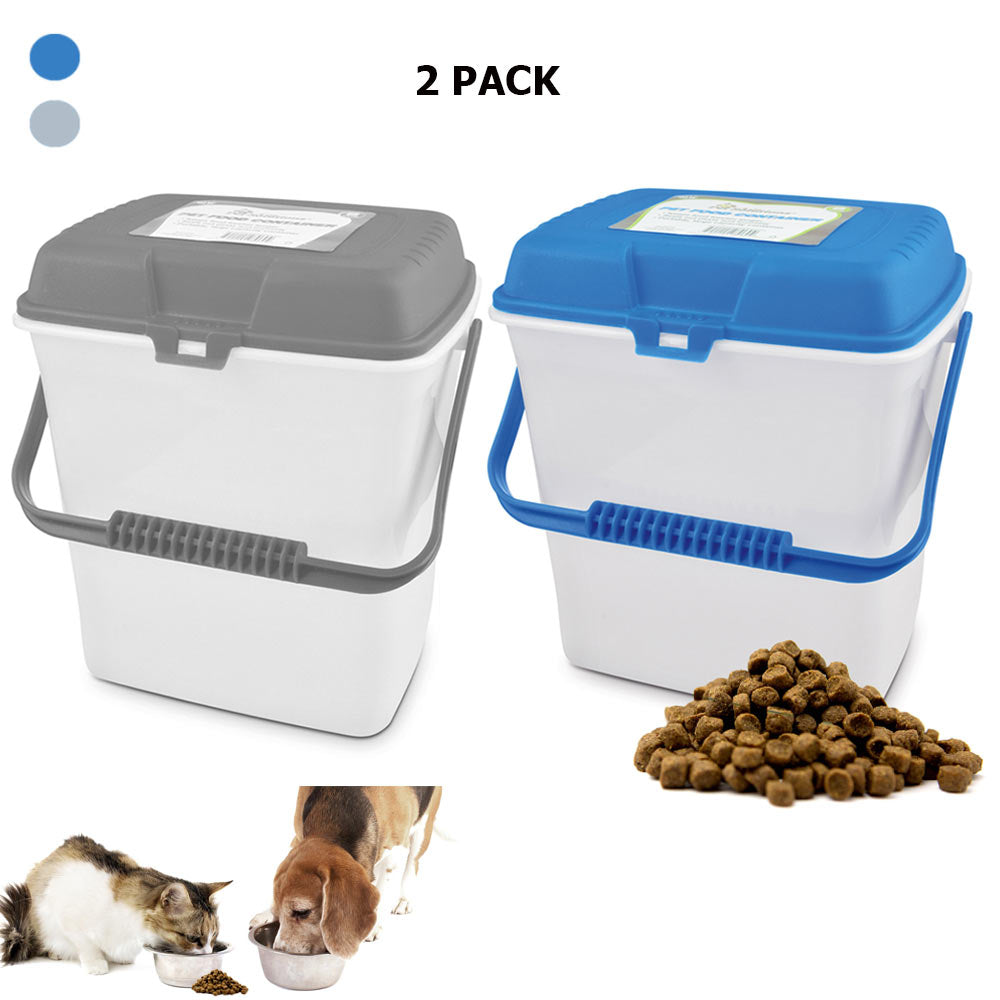 2 PC Pet Food Storage Container 4 Gallon Airtight Portable Clear for Dog and Cat