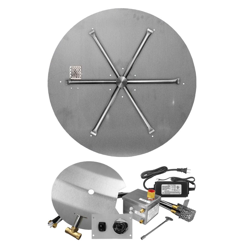 Firegear 39-inch Round Flat Pan Gas Fire Pit Burner Kit with AWS Electronic Ignition System