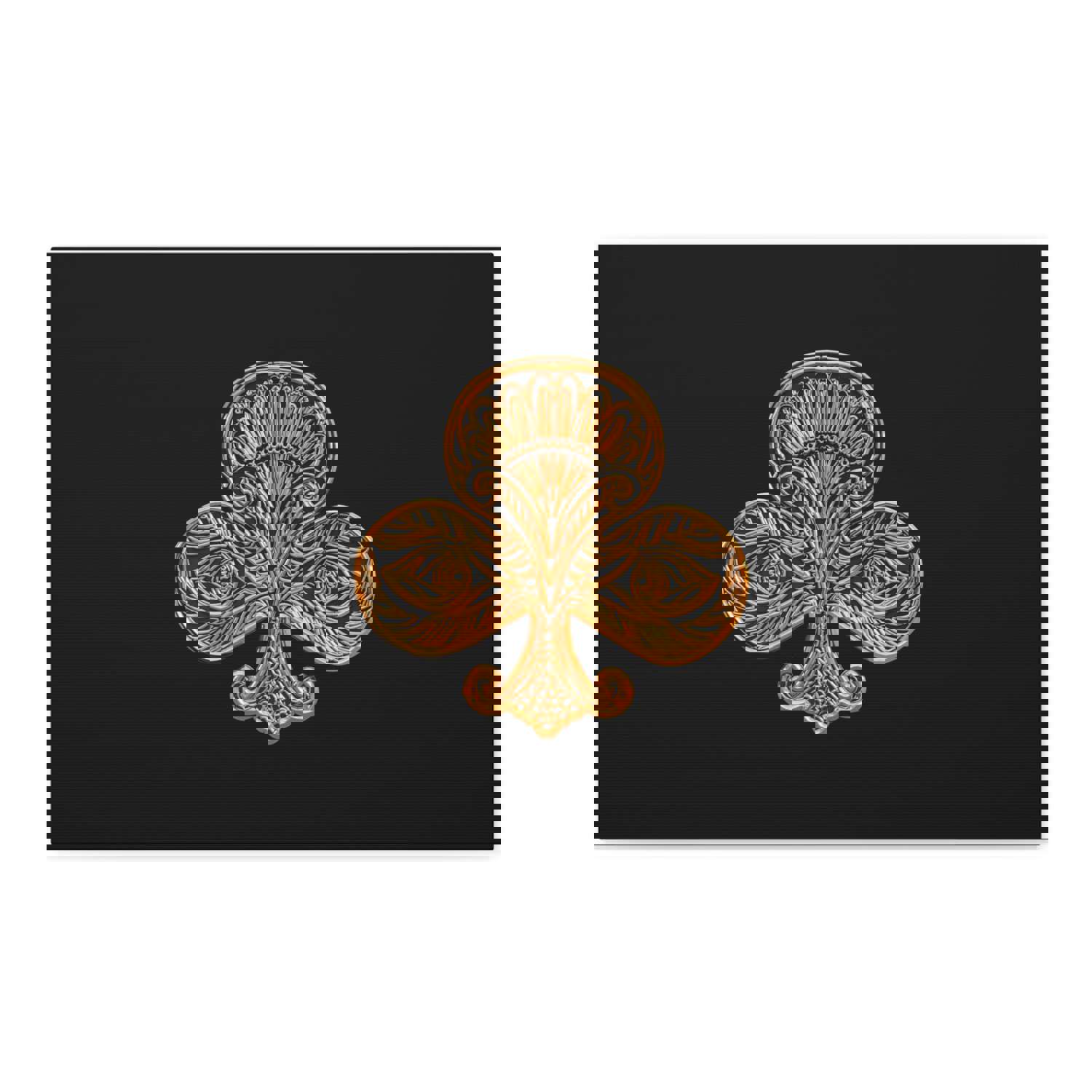 3D Gold Clubs Playing Card Canvas Wall Art for Home Decor