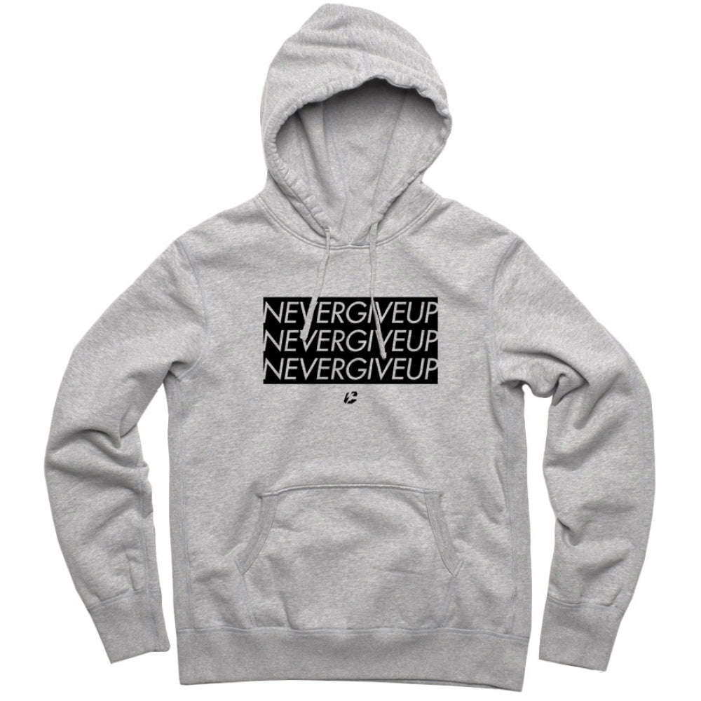 Never Give Up Hoodie - Mid-weight Fleece Cotton Blend
