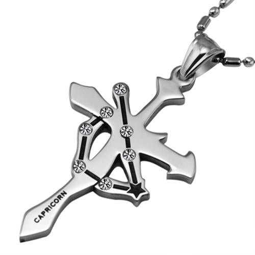 7SEAS Fashion 12 Zodiac Signs Constellations Pendants Necklace - Stainless Steel Austrian Crystal Jewelry for Women and Men (JM435)