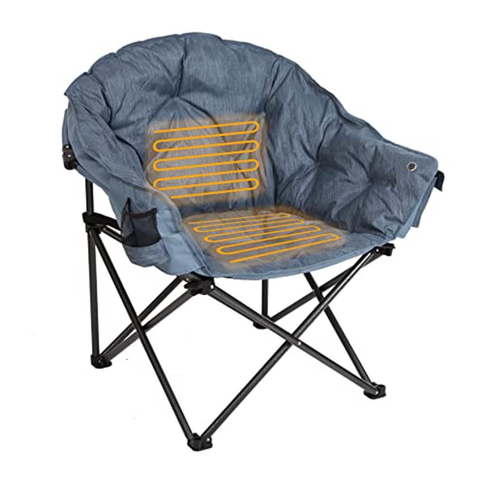 MacSports Heated Cushion Folding Lounge Chair for Patio, Camping, and Outdoor Activities - Teal