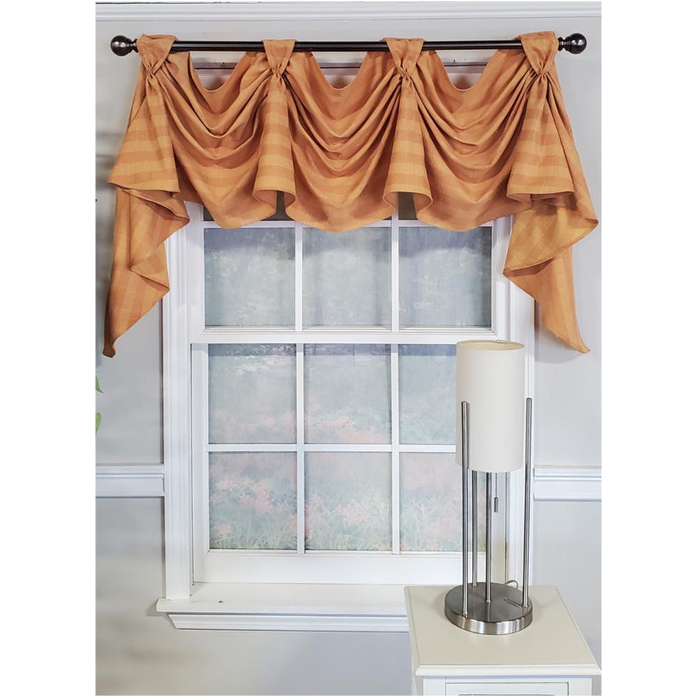 RLF Home Modern Design Orange Lane Victory Swag 3-Scoop Window Valance 50 x 25 Mustard