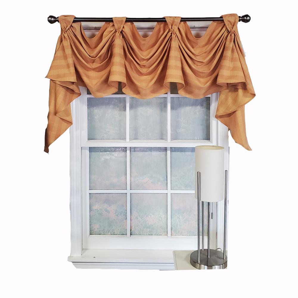 RLF Home Modern Design Orange Lane Victory Swag 3-Scoop Window Valance 50 x 25 Mustard