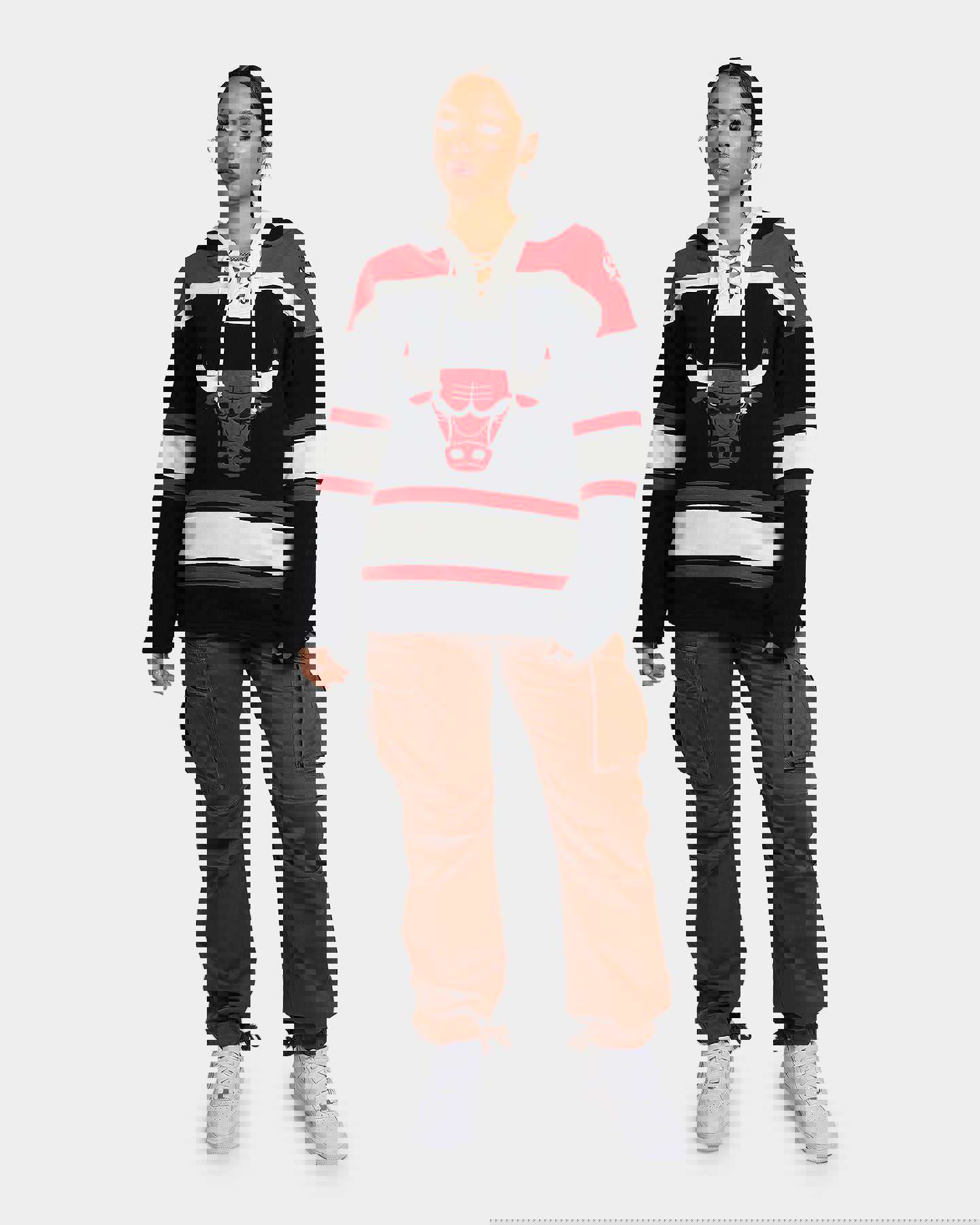 47 Brand Chicago Bulls Superior Lacer Hoodie Jet Black/Red