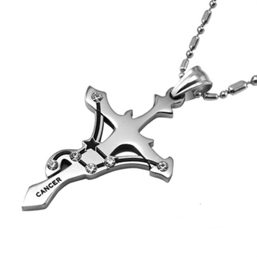 7SEAS Fashion 12 Zodiac Signs Constellations Pendants Necklace - Stainless Steel Austrian Crystal Jewelry for Women and Men (JM435)