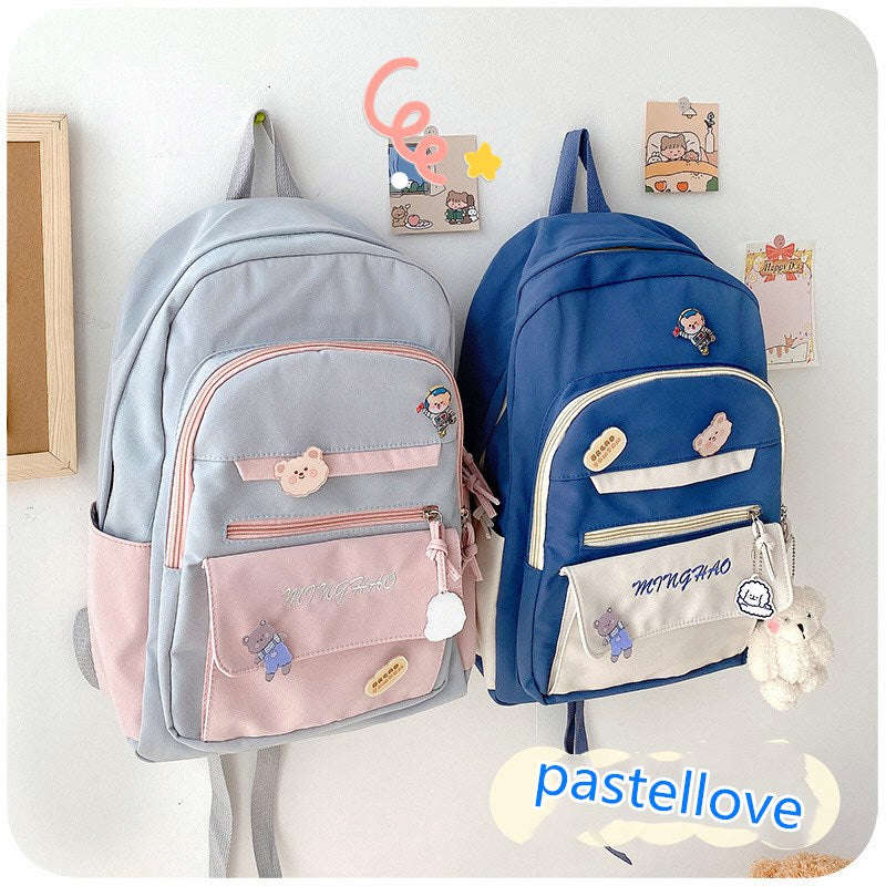 Lovely Large-Capacity School Bag PL51116 - Light Blue, Pink, Blue