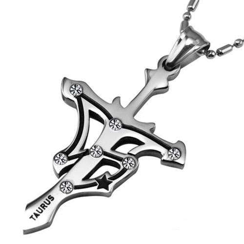 7SEAS Fashion 12 Zodiac Signs Constellations Pendants Necklace - Stainless Steel Austrian Crystal Jewelry for Women and Men (JM435)