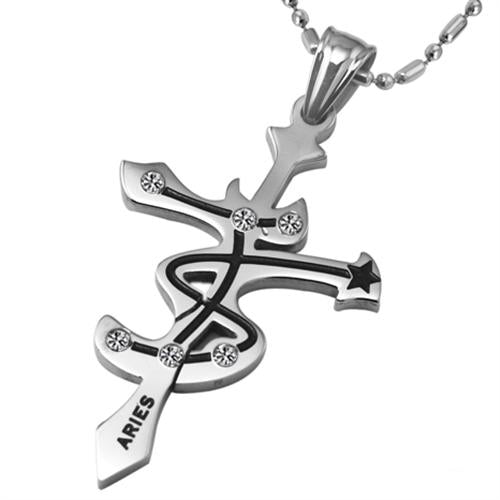 7SEAS Fashion 12 Zodiac Signs Constellations Pendants Necklace - Stainless Steel Austrian Crystal Jewelry for Women and Men (JM435)