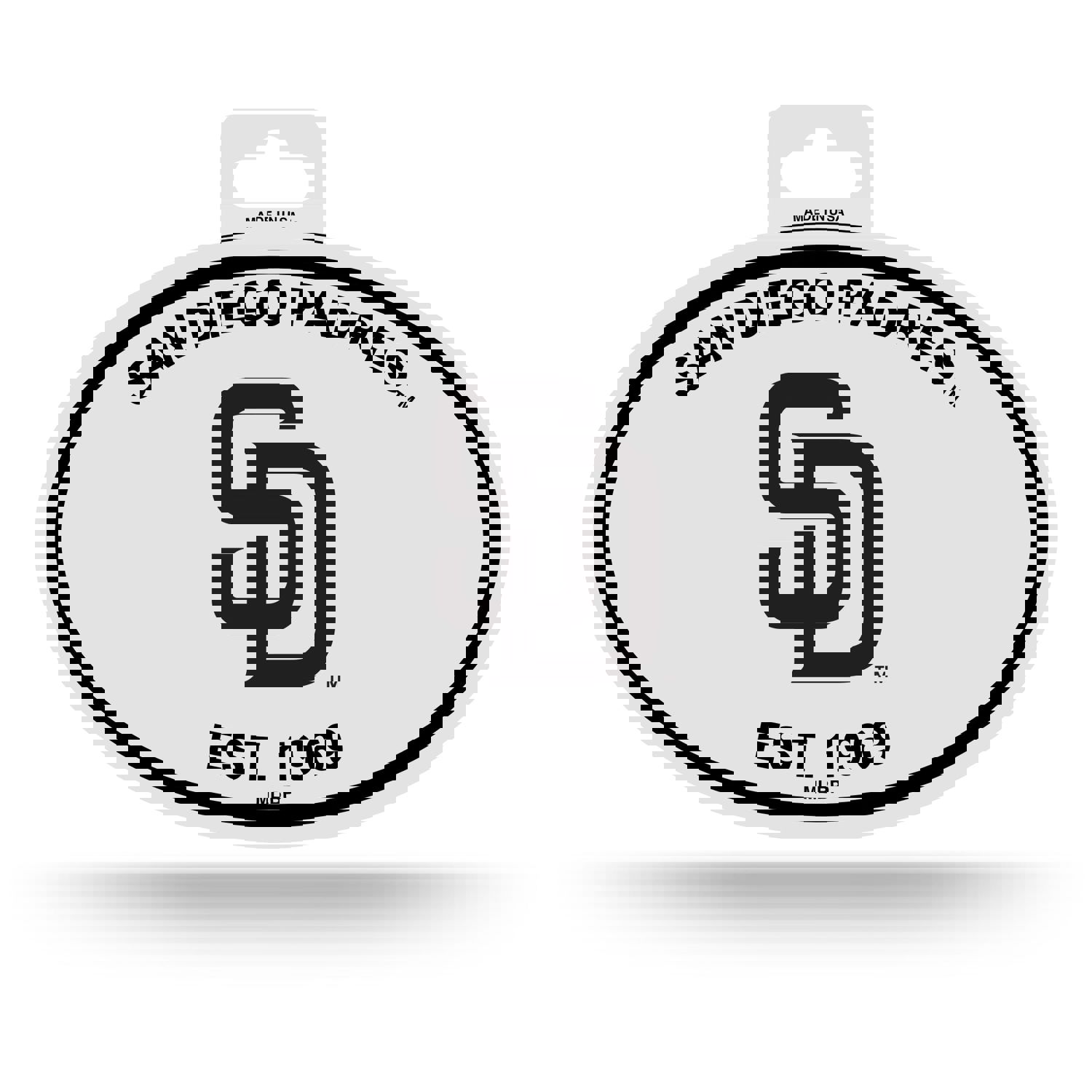 San Diego Padres Oval Decal Sticker - 3.75 x 5.75 Inches, Black & White, Officially Licensed