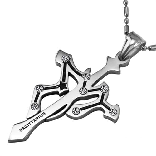 7SEAS Fashion 12 Zodiac Signs Constellations Pendants Necklace - Stainless Steel Austrian Crystal Jewelry for Women and Men (JM435)