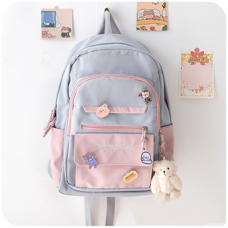 Lovely Large-Capacity School Bag PL51116 - Light Blue, Pink, Blue