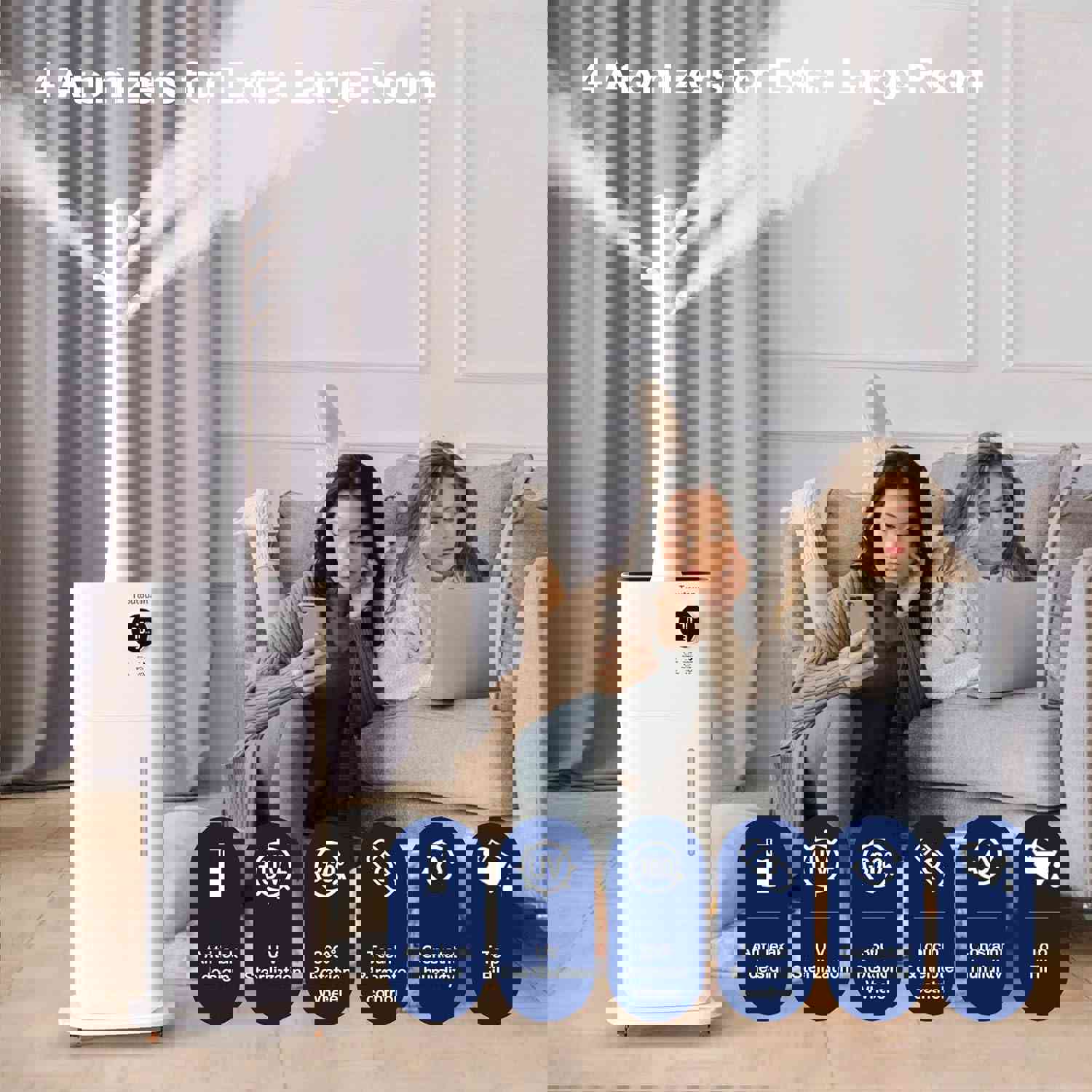 Extra Large Whole-House Humidifier with 5.4 Gallon Capacity & Adjustable 360° Nozzle