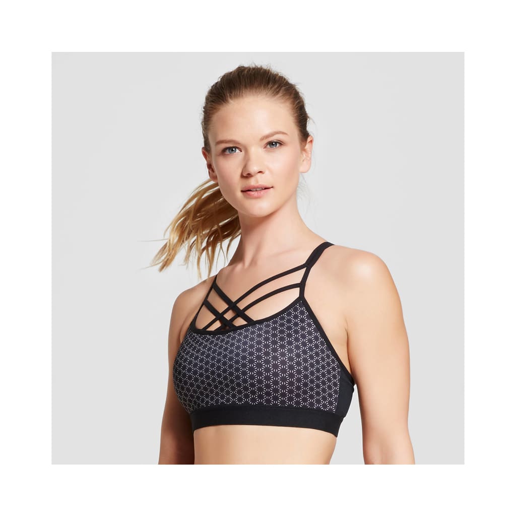 Champion N9687 C9 Strappy Front Cami Wire Free Sports Bra - Medium Black Print