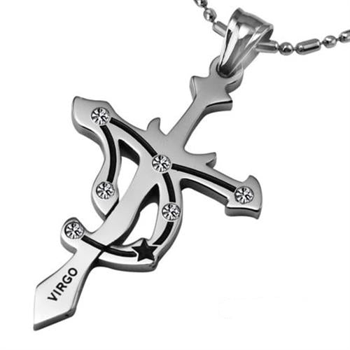 7SEAS Fashion 12 Zodiac Signs Constellations Pendants Necklace - Stainless Steel Austrian Crystal Jewelry for Women and Men (JM435)