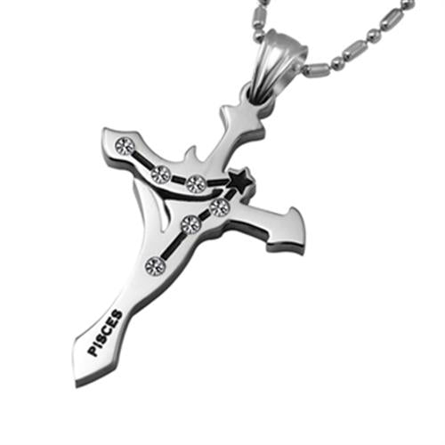 7SEAS Fashion 12 Zodiac Signs Constellations Pendants Necklace - Stainless Steel Austrian Crystal Jewelry for Women and Men (JM435)