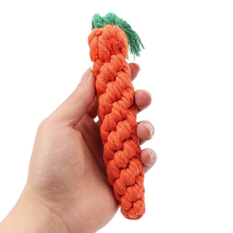 1PC 22cm High Quality Carrot-Shaped Rope Dog Chew Toy for Teeth Cleaning and Outdoor Fun