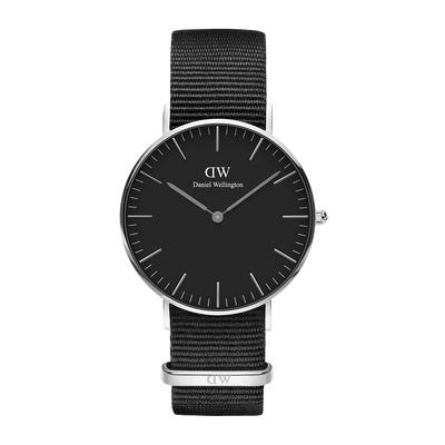 Classic Cornwall Watch - Silver with Black Dial (28mm/32mm/36mm/40mm)