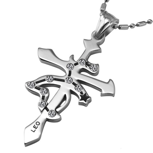 7SEAS Fashion 12 Zodiac Signs Constellations Pendants Necklace - Stainless Steel Austrian Crystal Jewelry for Women and Men (JM435)