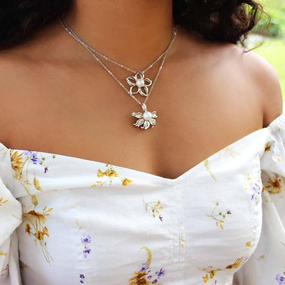 Pearl Plumeria Cut-out Pendant - 925 Sterling Silver Hawaiian Jewelry