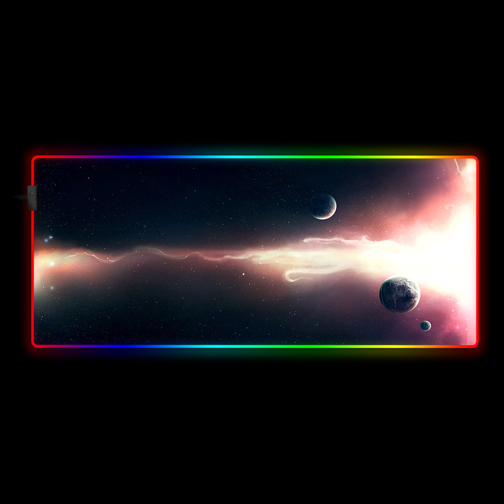 Solar Flare Design RGB Gaming Mouse Pad - M-XXL Size, USB-Powered with Dynamic LED Modes