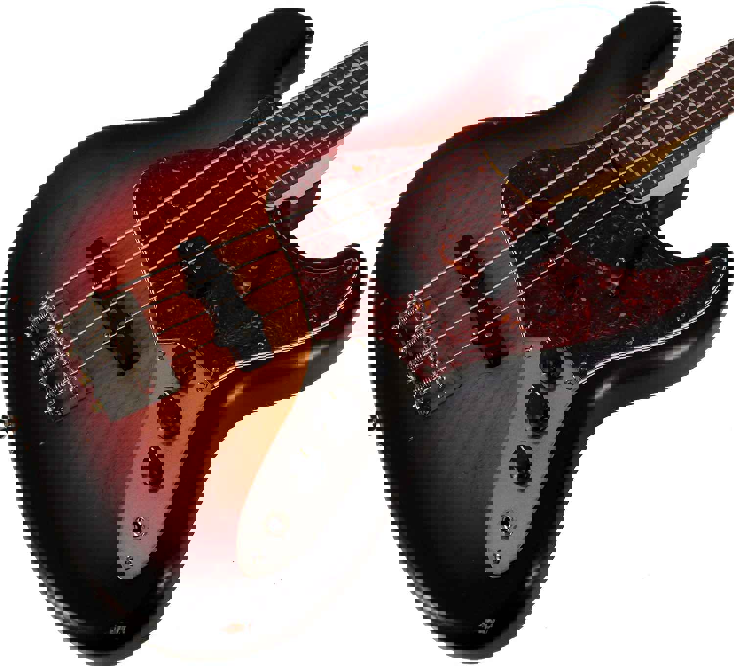 Nash JB-63 Bass Guitar, 3-Tone Sunburst, Tortoise Shell, Light Aging