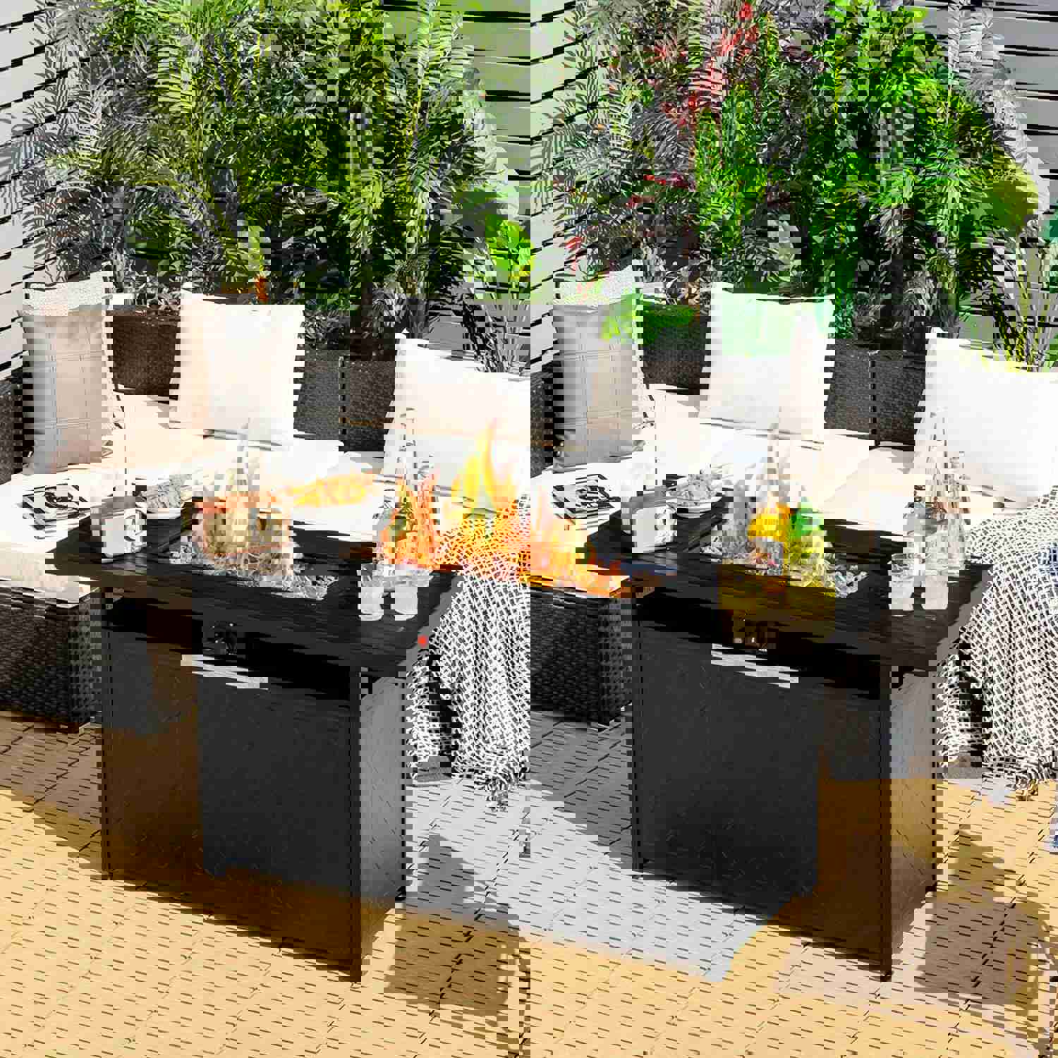 57 Rectangular Propane Gas Fire Pit 50,000 BTU Heater Outdoor Table NP10210US-BK