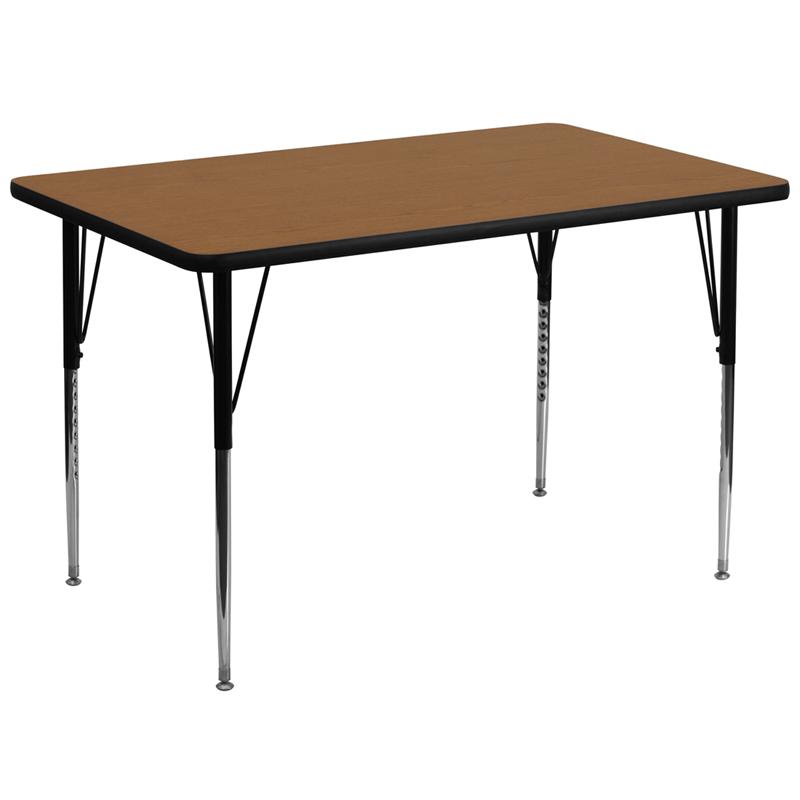 Flash Furniture 36W x 72L Rectangular Oak Thermal Laminate Activity Table with Adjustable Legs
