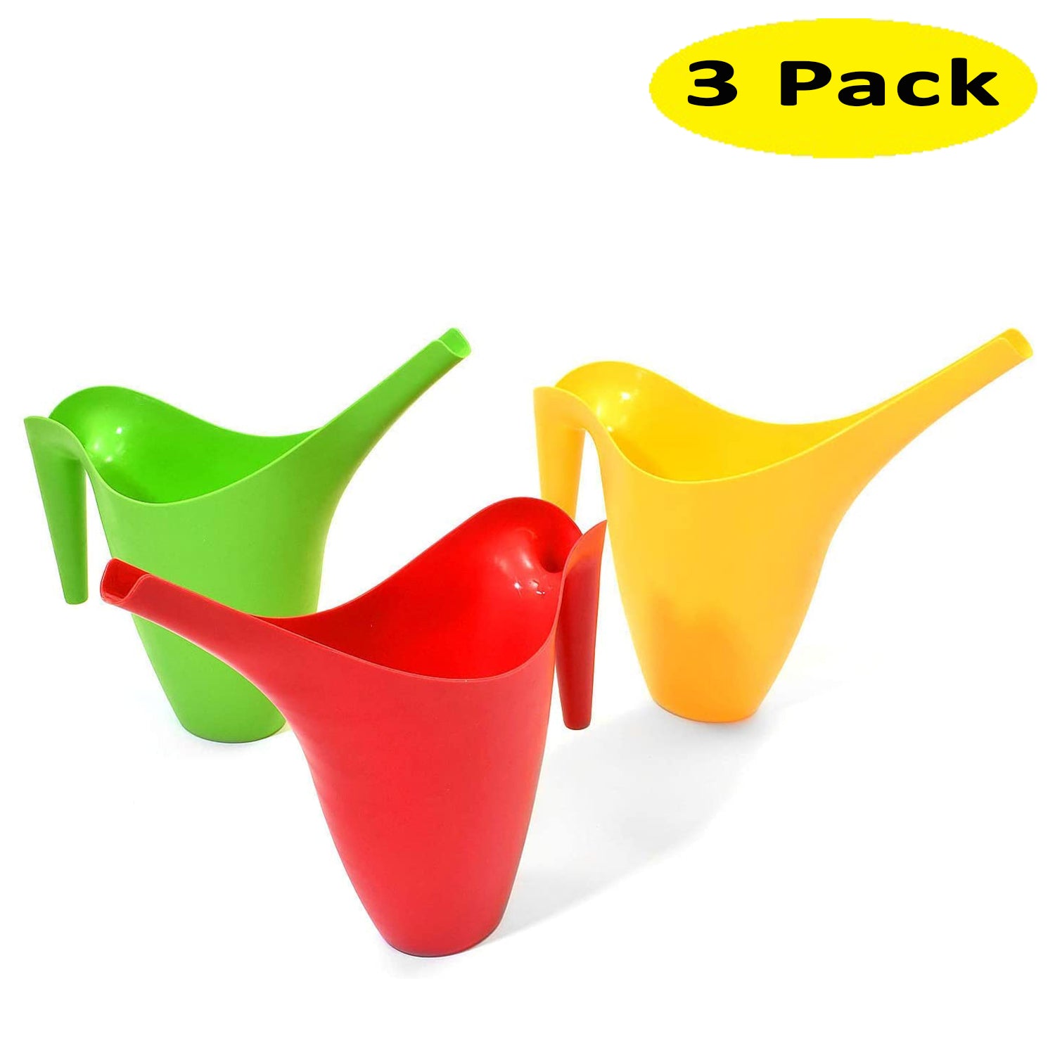Ashman Set of 3 Watering Cans - 2L Capacity, Indoor & Outdoor Use (Red, Green, Yellow)