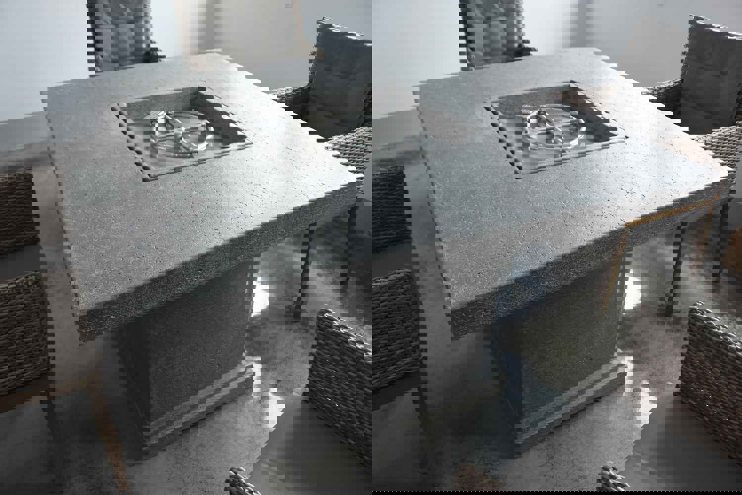 Birmingham 4 Seater Dining Table Natural Limestone Concrete Fire Pit