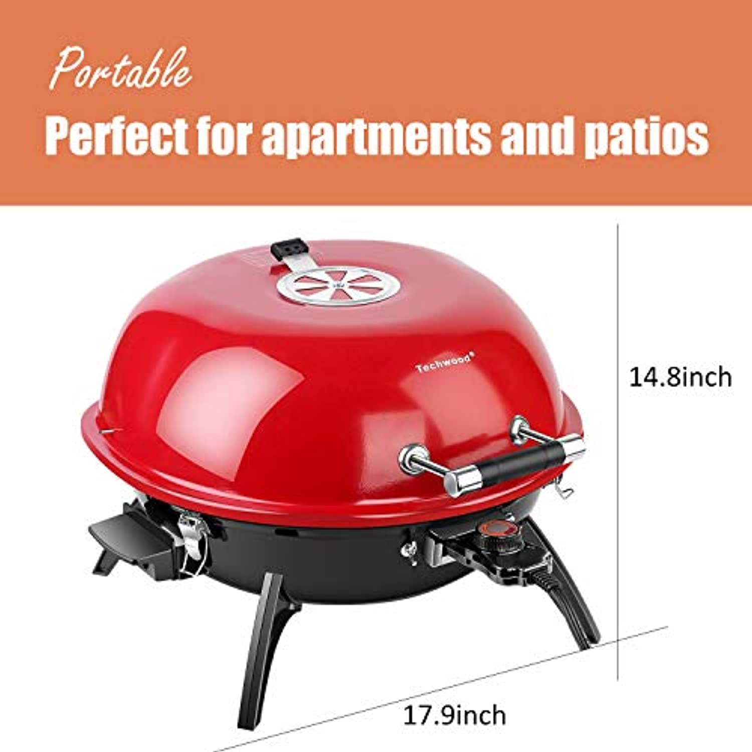 Techwood Electric BBQ Grill - 15-Serving Indoor/Outdoor Grill with Double Layer Design, 1600W