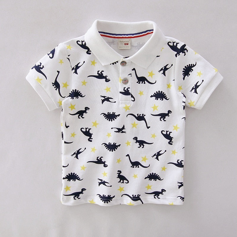 Chumhey 1-6T High Quality Summer Cotton Baby Shirts - Cartoon Boat Kids Short Sleeve Tops