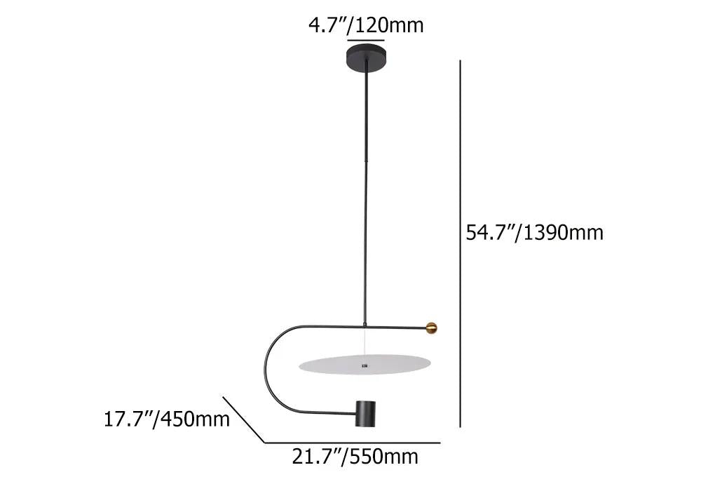Modern Black Novelty Pendant Light 2-Light Elegant Hanging Light