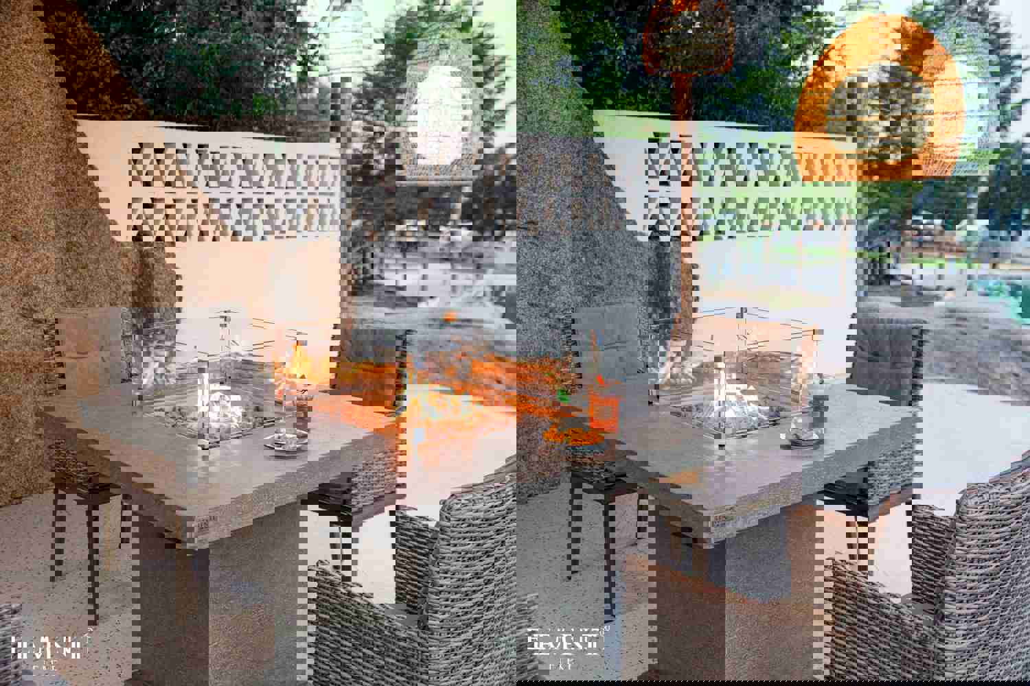 Birmingham 4 Seater Dining Table Natural Limestone Concrete Fire Pit