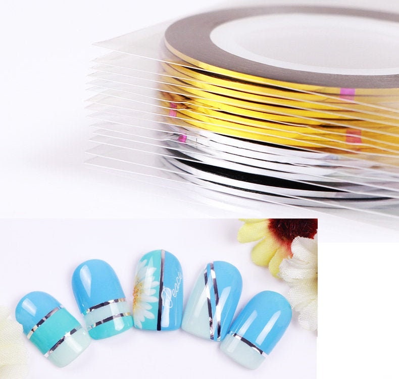 2 Rolls 1mm Nail Deco Rolled Tape/Striping Tape Line DIY Nail Art Tips Decoration Sticker