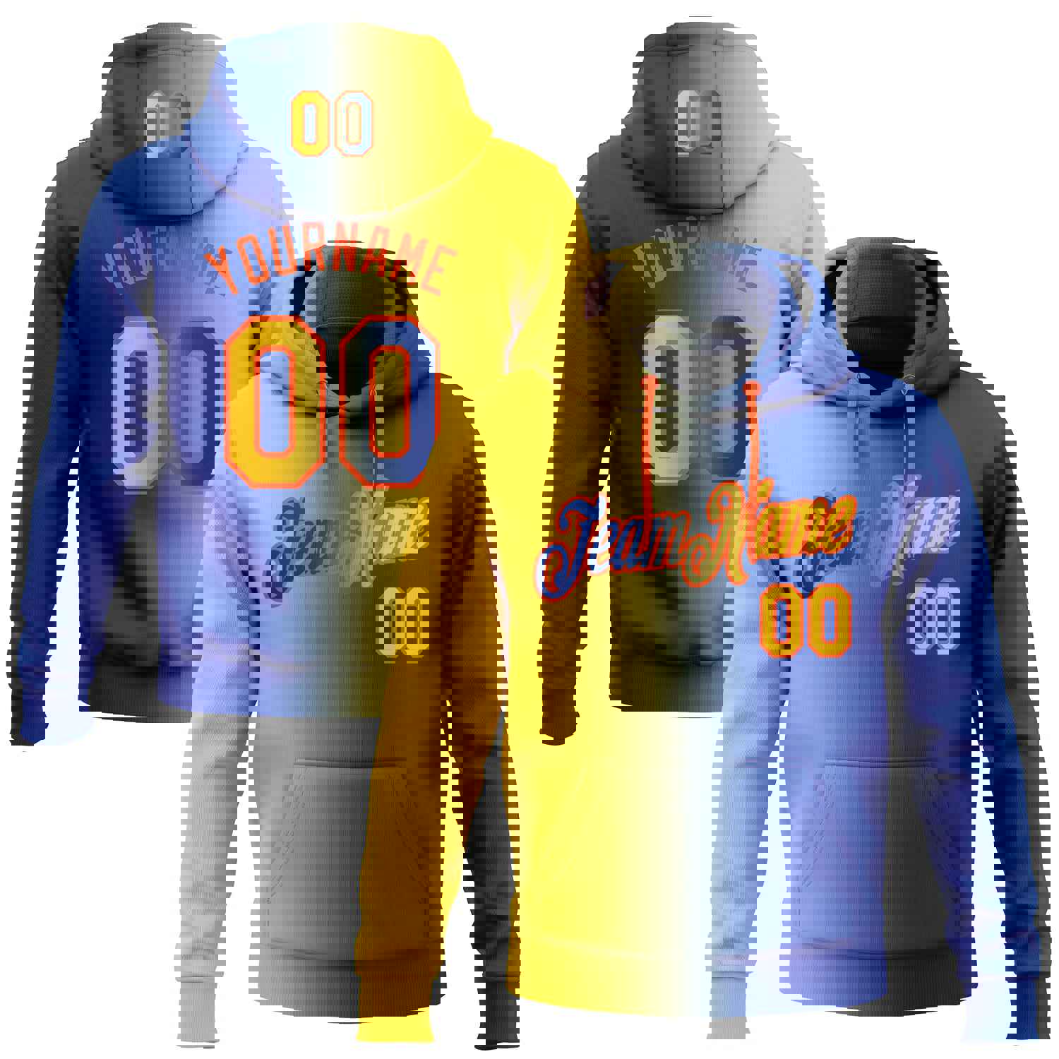 Custom Stitched Royal Yellow-Orange Gradient Fashion Sports Pullover Sweatshirt Hoodie
