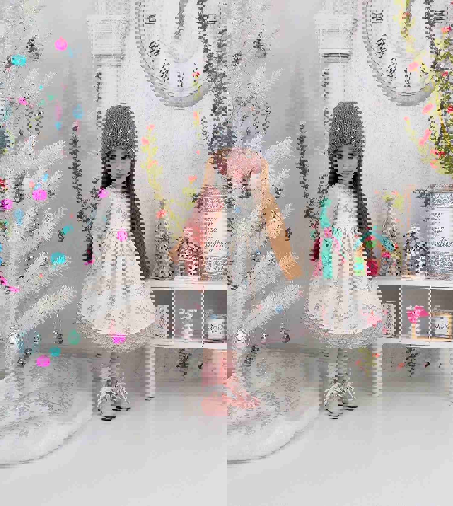 Pastel Noel Dress Ensemble with Boots for Ruby Red Fashion Friends Doll