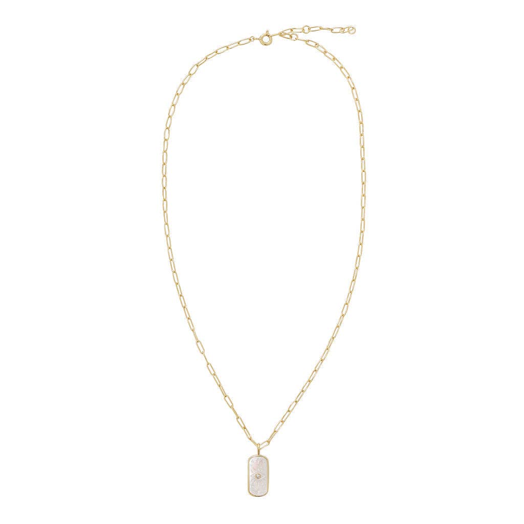 Rhythm Necklace - 14k Gold Plated Mother of Pearl Charm