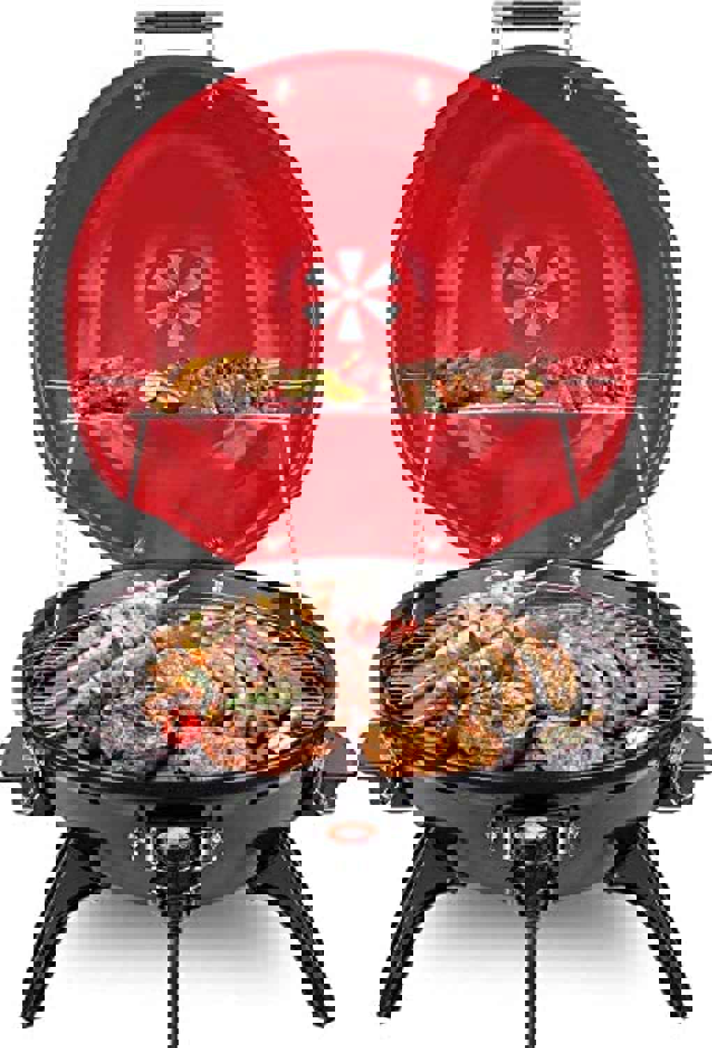 Techwood Electric BBQ Grill - 15-Serving Indoor/Outdoor Grill with Double Layer Design, 1600W