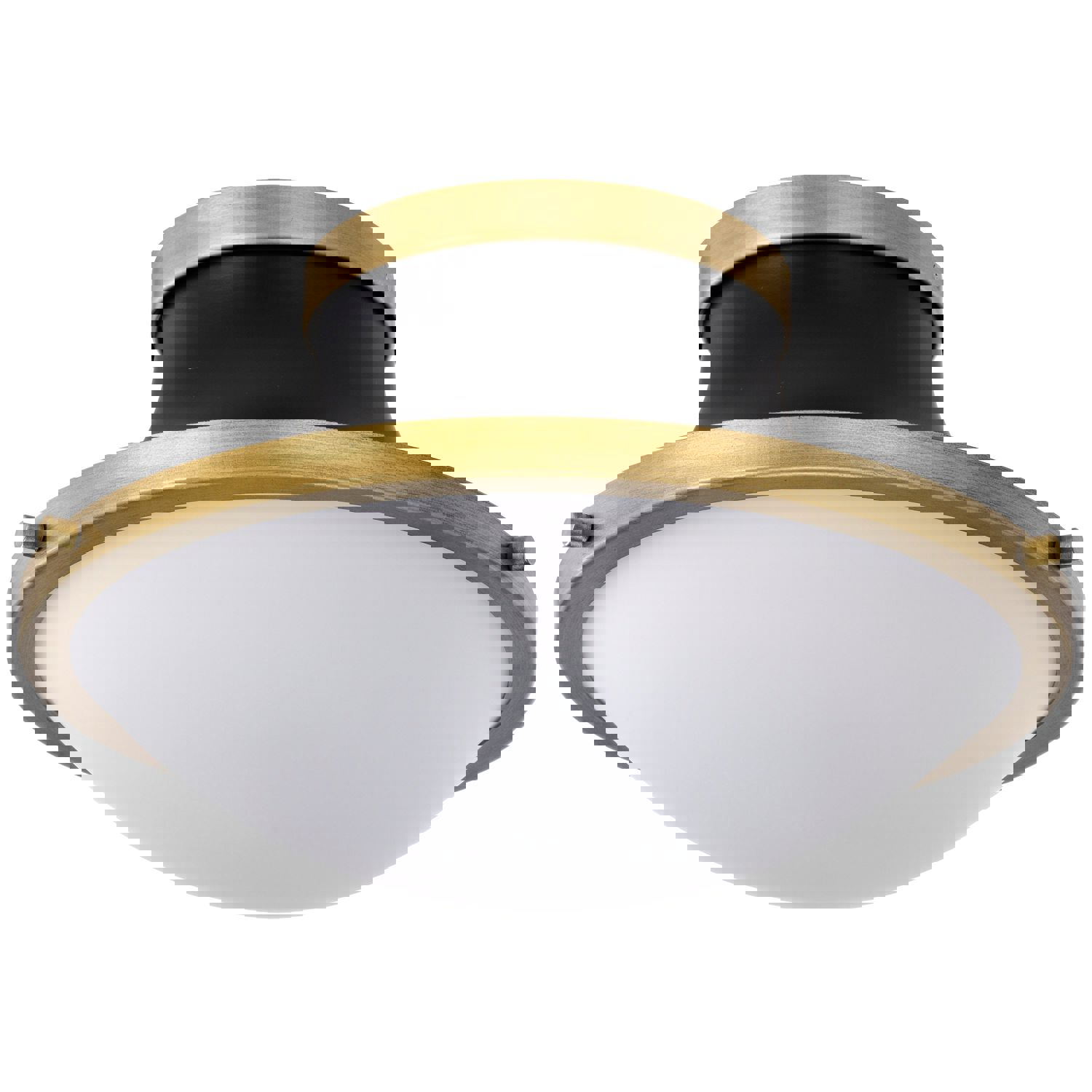 SATCO/NUVO Lafayette 1 Light Flush Mount Fixture 14 Inch Matte Black Finish With Natural Brass Accents And White Opal Glass (60-7905)